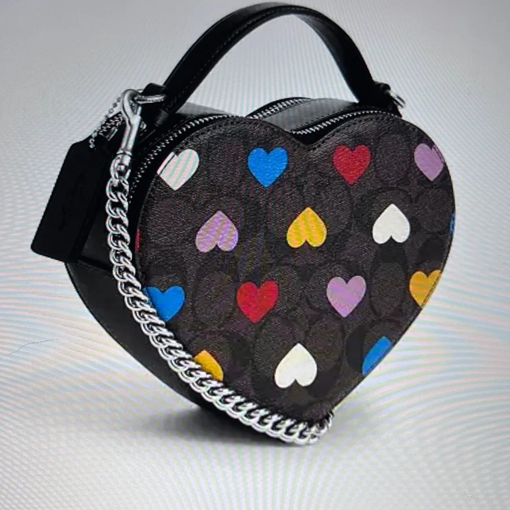 Coach NWT Heart Crossbody Silver/ Metallic Hearts CPO22 - Picture 2 of 7